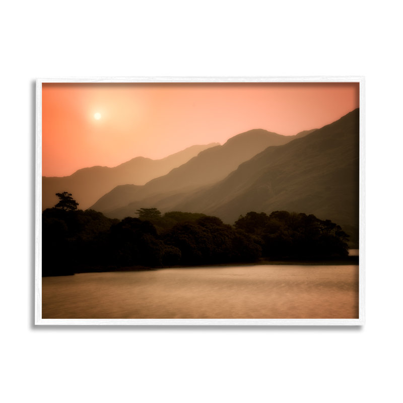Sunset Over Mountain Peaks White Framed Canvas Print, 14 x 11