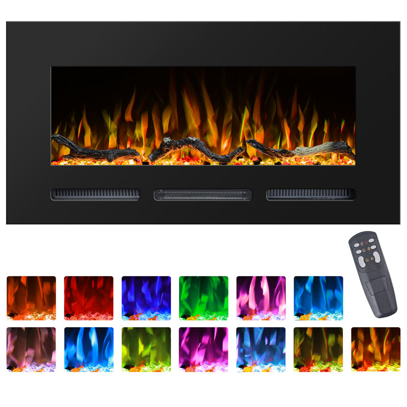 Aarryn Black Electric Fireplace Insert, 21.65" H x 42" W x 5.5" D