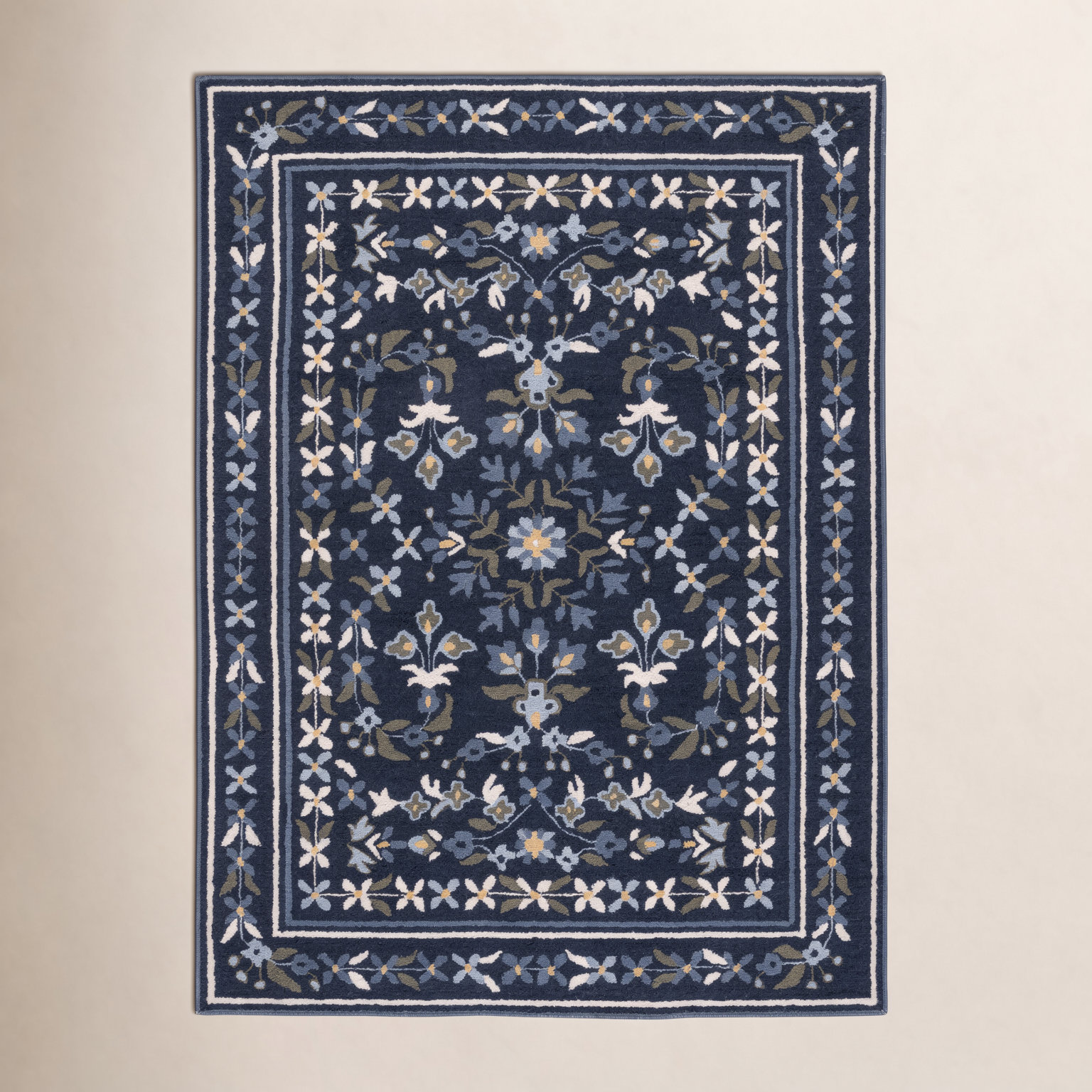 Hand-Tufted Wool Floral Outdoor Rug, Rectangle 6' x 9'