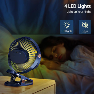 Portable Desk Fan, Battery Powered USB Rechargeable, 4-Speed Mute Mini Desk Fan, 360° Rotation, For Home Office