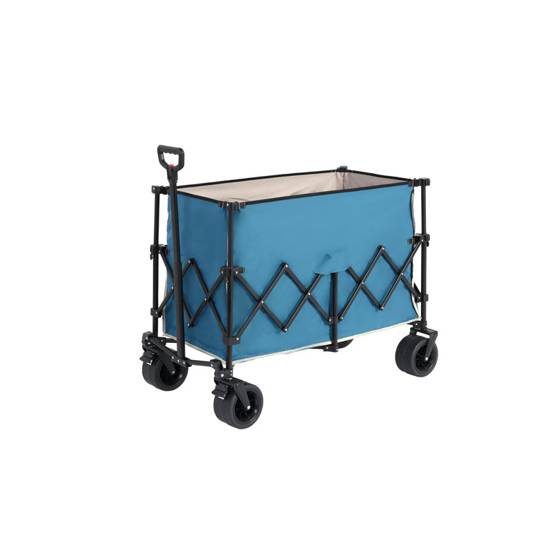 Chariot de plage, chariot pliable 220 lb avec chariots pliants Big Wheels, chariot de jardin pliant robuste de 300 L avec grandes roues tout-terrain et porte-gobelets
