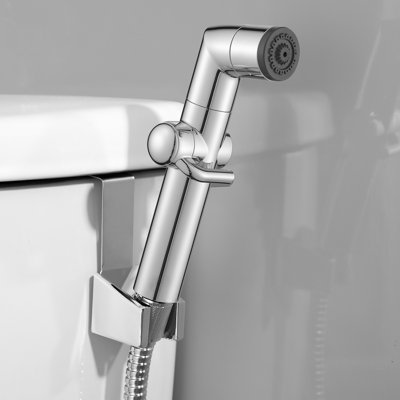 Fixation de bidet chromée à main avec boyau d'arrosage et fixation murale