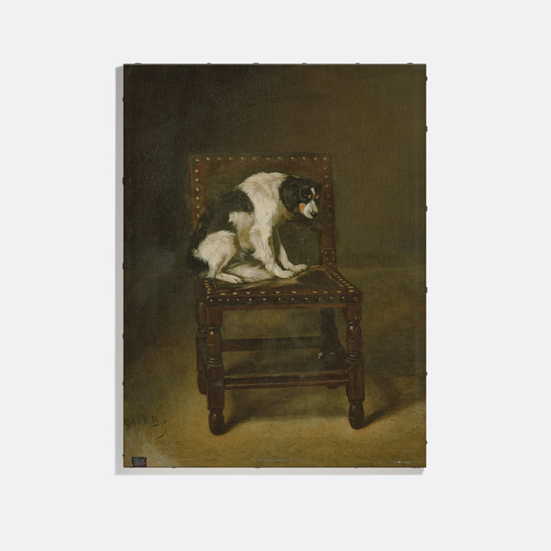 A Dog On A Chair Print by Guillaume Anne Van Der Brugghen