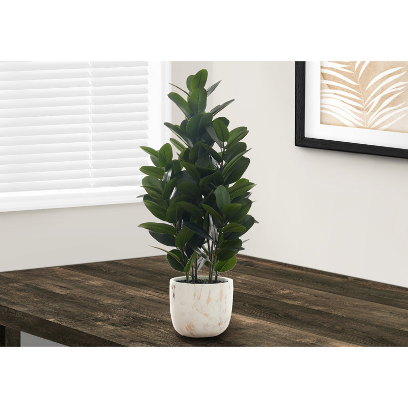 31" Artificial Tree - Decor For Home With Pot Decorative Greenery In White Cement