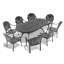Ensemble de 9 meubles de patio en aluminium coulé avec coussins bleus 9 pièces-1144822319