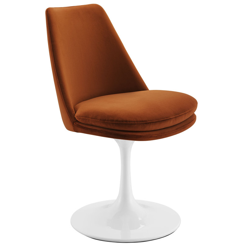 Chaise pivotante rembourrée Lippa, Blanc / Blanc, Velours rouille