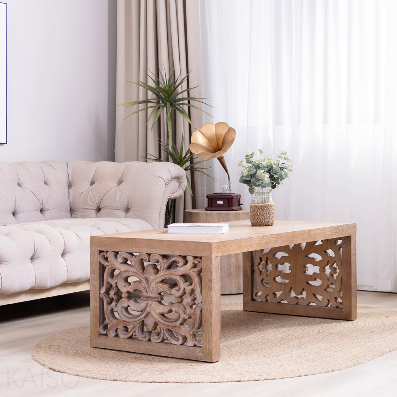 Table basse 47,2 "rustique sculptée à la main