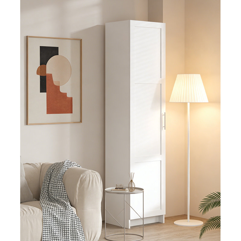 Armoire de rangement étroite de 70,87 po de hauteur, Blanc / Blanc