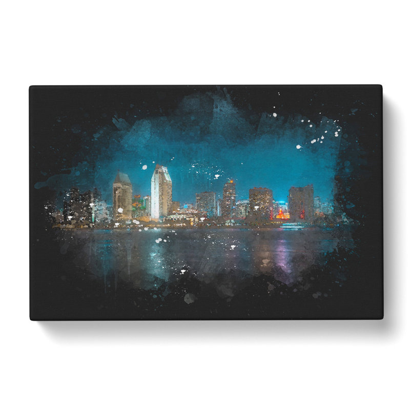 San Diego Skyline At Dusk - Wrapped Canvas Painting, 50cm H x 76cm W x 3cm D