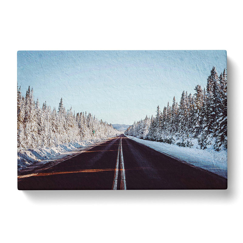 Road Through A Forest In Canada - Wrapped Canvas Print, 50cm H x 76cm W x 3cm D