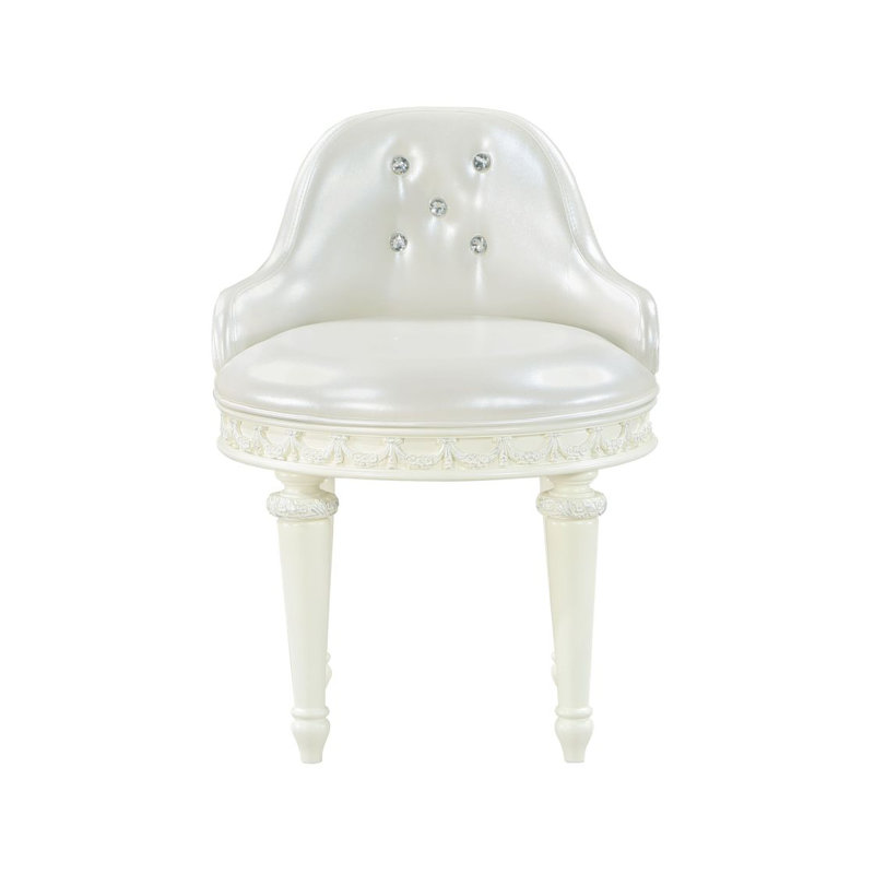 Chaise Dorothy avec pivot, cuir synthétique perle et ivoire BD02272