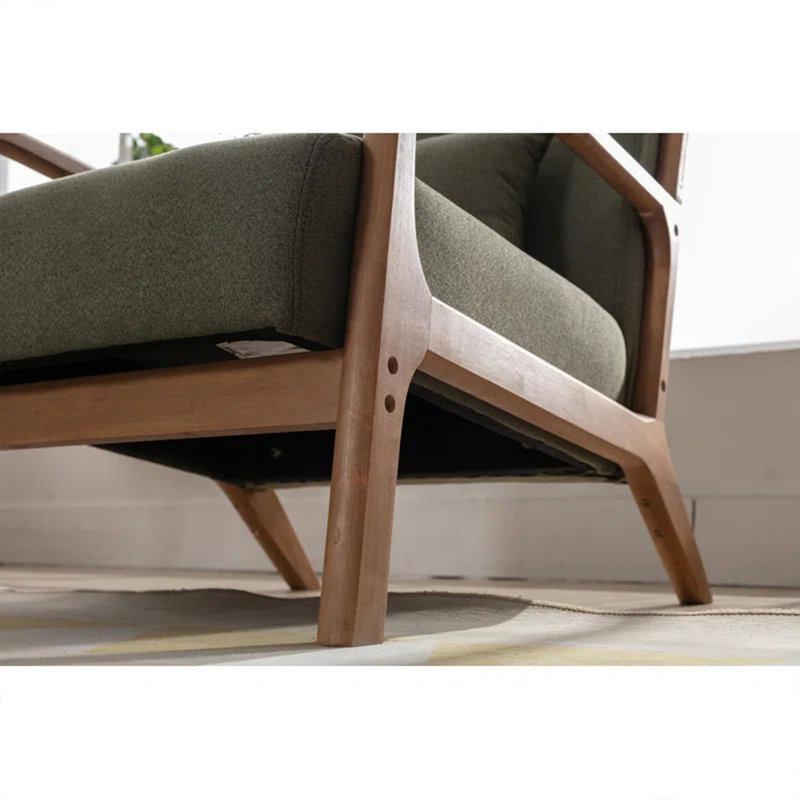 Hertford 26" Wide Mid Century Upholstered Solid Wood Accent Chair with an Extra Pillow