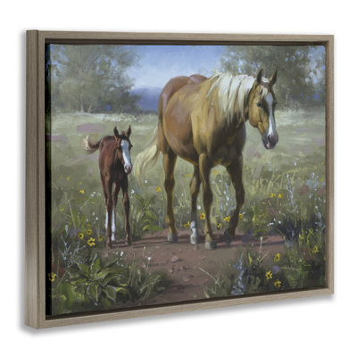 Cheval et poulain dans une prairie, art mural encadré par Jack Sorenson