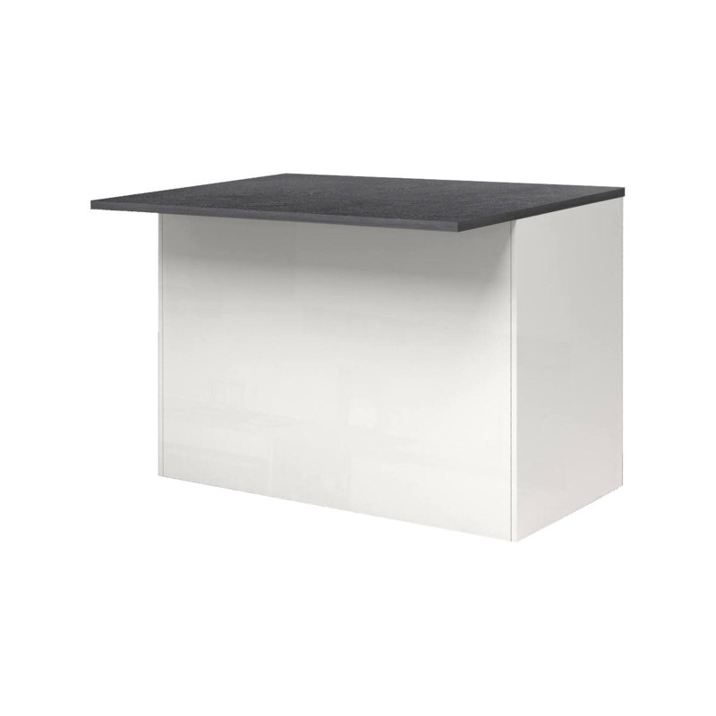 Myrlaine Wood Kitchen Island, Glossy White/Slate