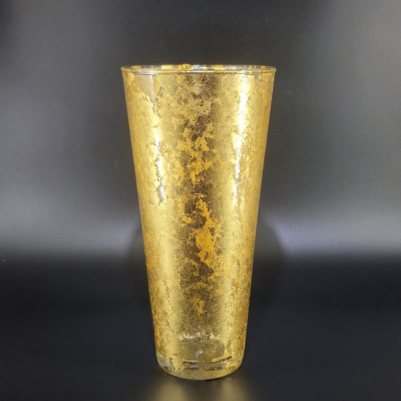 Vase Thassos, Doré, H 12 po x l 6 po x P 6 po