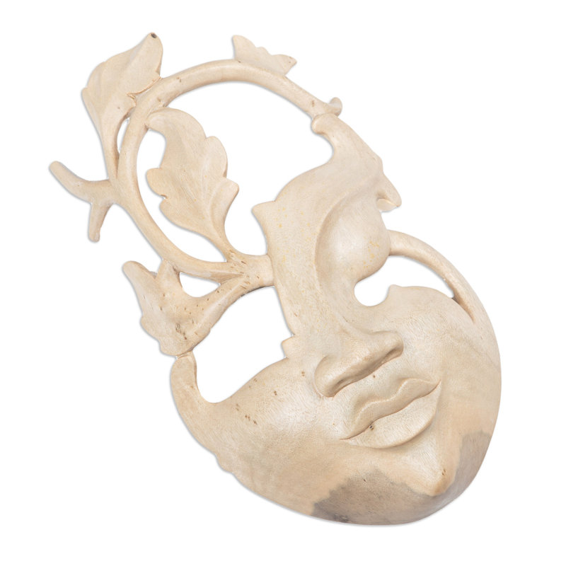 Handmade Suar Wood Dual Faces Vertical Wall Decor