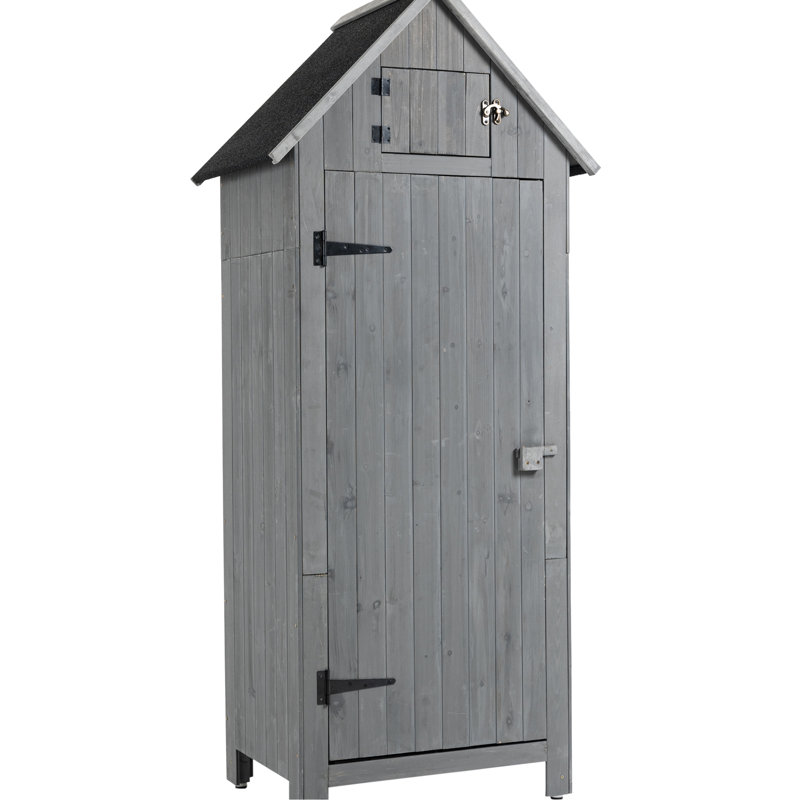 Outdoor Toolhouse Shed In Gray - Construction & Spacious Tool Storage Cabinet Wood Practical Design