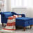 Navy Blue Chaise Lounge With Storage Compartment And Soft Velvet Cover For Bedroom Nailhead Trim Elegance-45481799