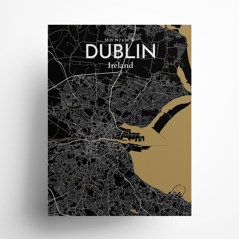 Dublin City Map In Luxe - No Frame Print, 24cm H x 18cm W x 0.05cm D