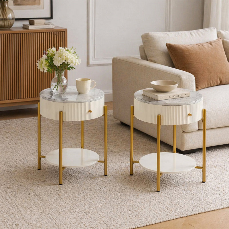 Ensemble de tables de bout - Table d'appoint ronde Mid-Century