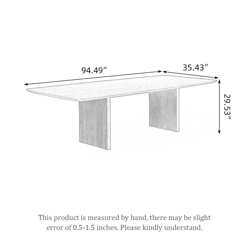 Burlywood Rectangular Solid Wood Dining Table, 29.53"H x 94.49"L x 35.43"W