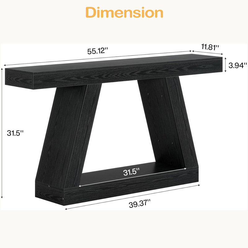 Table de canapé, console, table d'appoint à deux niveaux Vintage, Noir