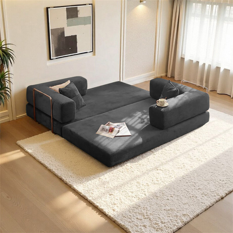 Canapé-lit modulaire convertible 2-en-1 avec matelas en mousse à mémoire de forme - aucun assemblage requis, canapé-lit peu encombrant pour salon, chambre à coucher, studio
