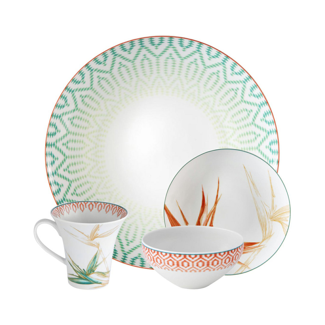 Fiji 16 Piece Handmade Porcelain China Dinnerware Set - Service for 4 (Set of 4) Vista Alegre