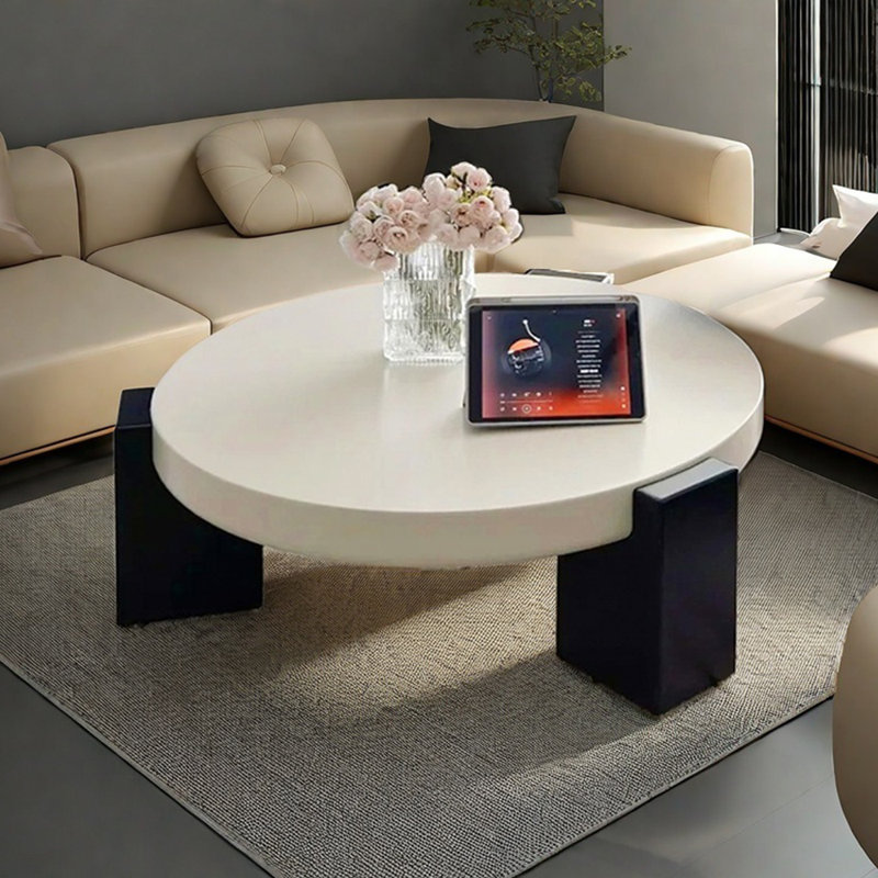 Minimalist Marble Coffee Table, 12.59" H x 35.43" L x 35.43" W