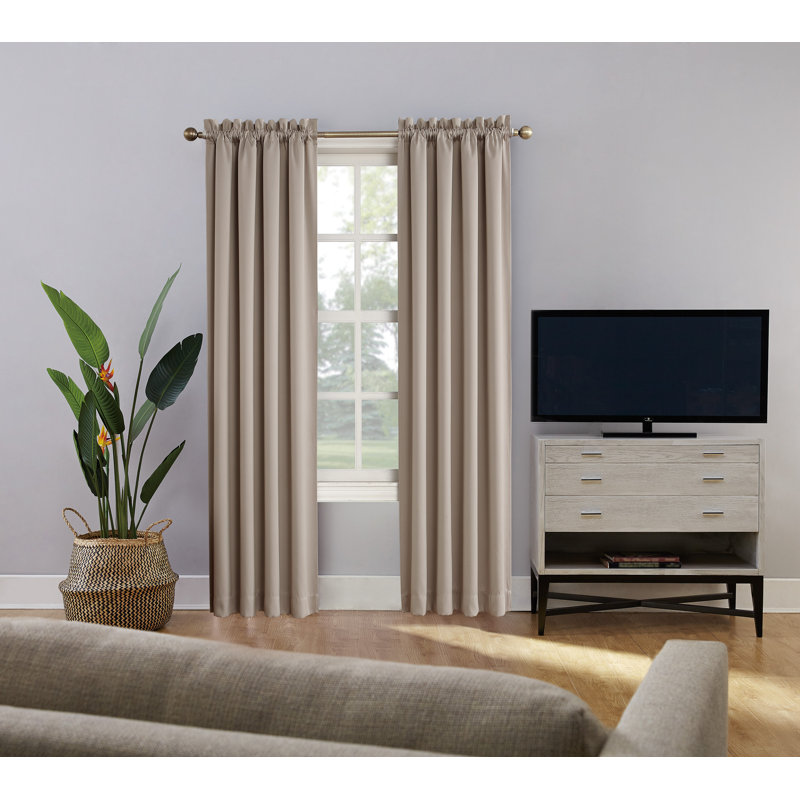 Stone Blackout Rod Pocket Polyester Curtain Panel 52 x 63