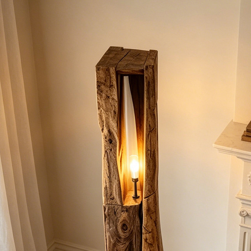 Lampes sur pied rectangulaires en bois massif