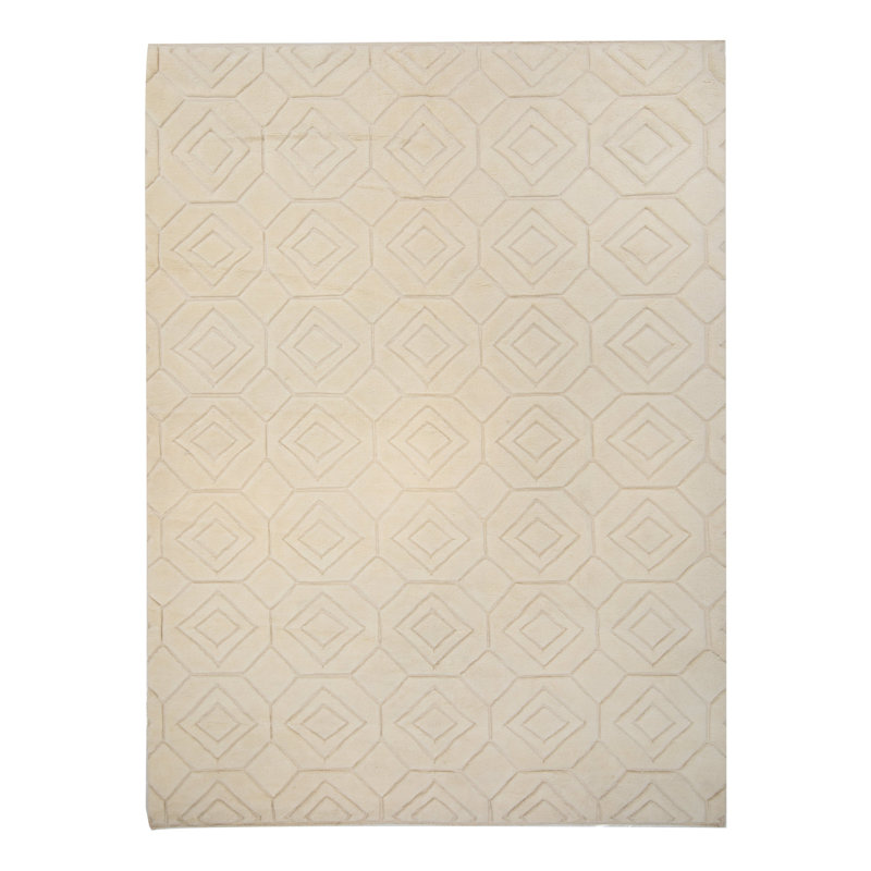 White Moroccan Wool Rug, Rectangle 8' x 10'