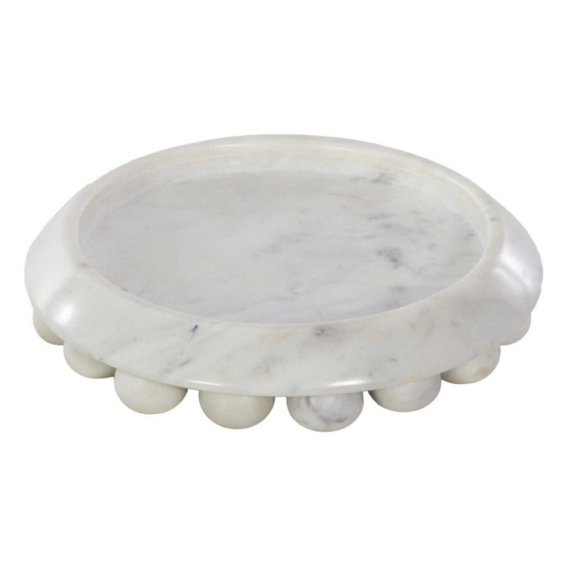 Handmade Marble Decorative Plate, White