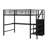 Metal Full Loft Bed With Wardrobe And LED Light