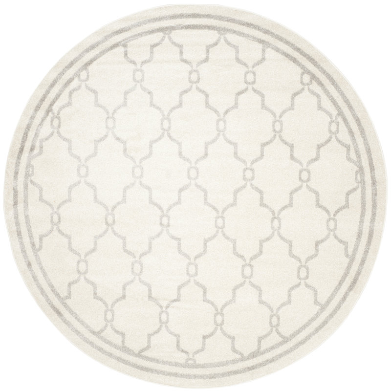 Tapis géométrique ivoire / gris clair Ammundsen, Rond 5 pi
