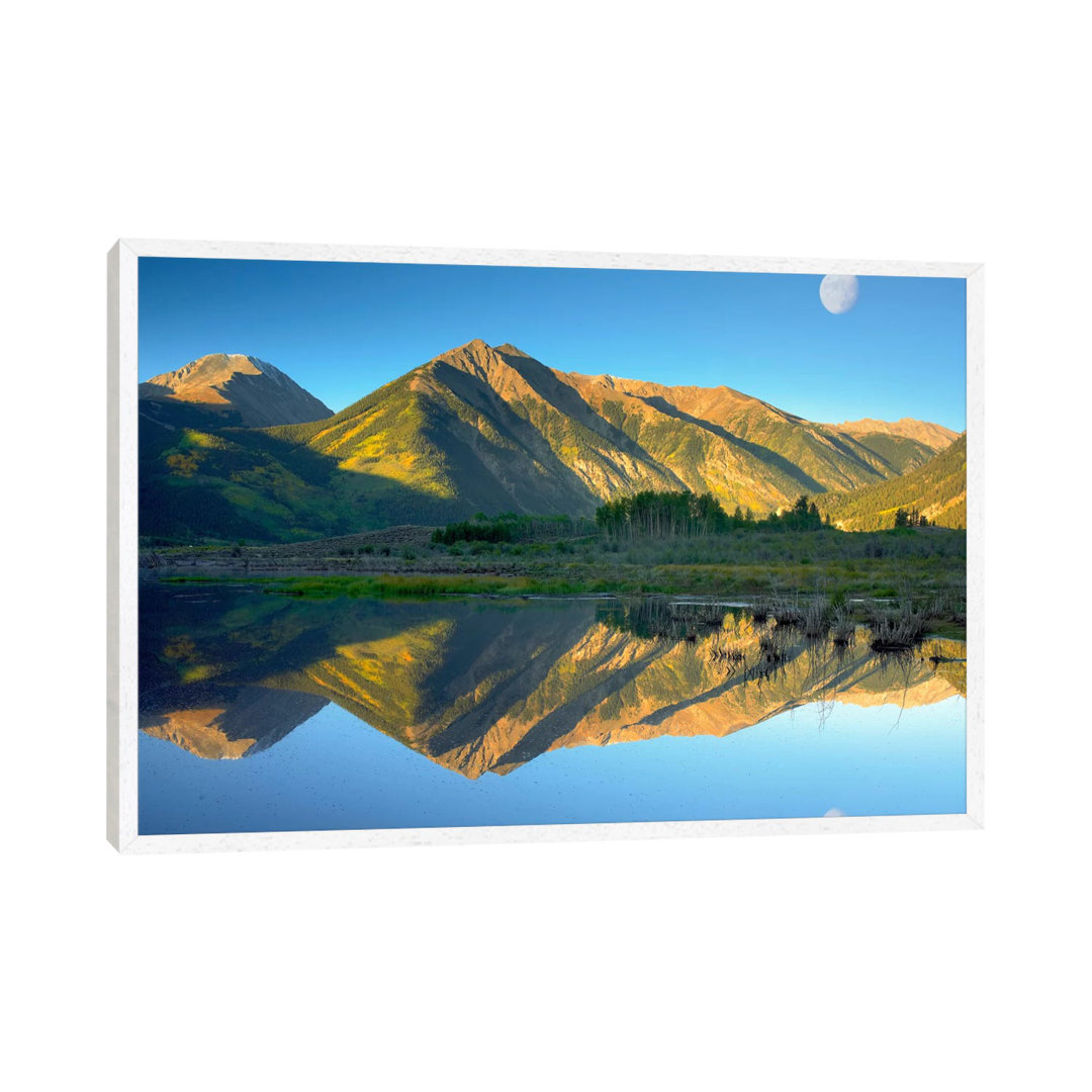 Moon And Twin Peaks Reflected In Lake, Colorado von Tim Fitzharris - Gallery-Wrapped Canvas Giclée on Canvas