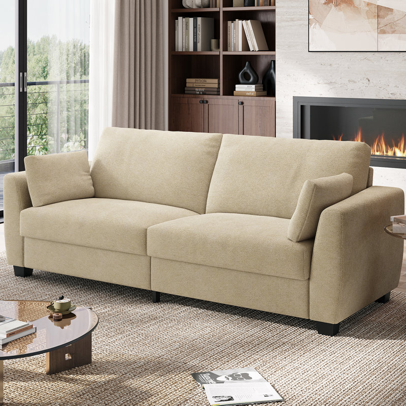 79'' W Modern Loveseat Sofa, Comfy Velvet Couch with Spring Cushion, Removable Cover, Sturdy Frame, Deep Seat, Easy Assembly for Living Room, Bedroom, Office, and Small Space, Beige