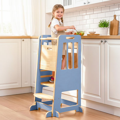 Kitchen Stool Helper Adjustable Height Child Standing Learning Tower Wooden Kids Step Stools for Bathroom