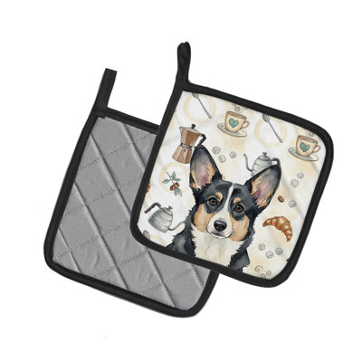 Paire de poignées noires et blanches Cardigan Welsh Corgi