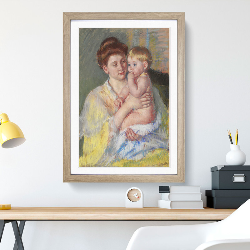 Mother and Child Vol.4 by Mary Cassatt - Picture Frame Painting, Oak Framed, 65cm H x 48cm W x 2cm D