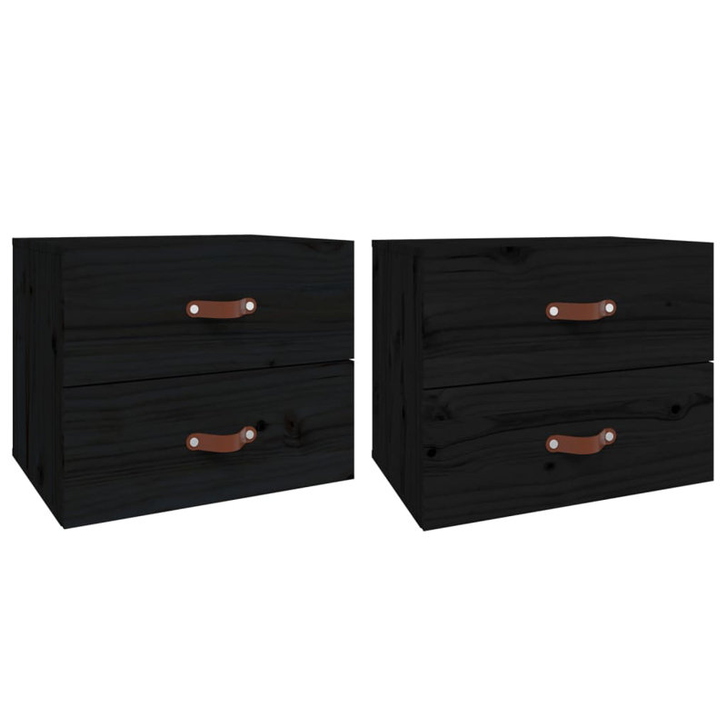 Uckfield 50cm W Solid Wood Bedside Table, Black