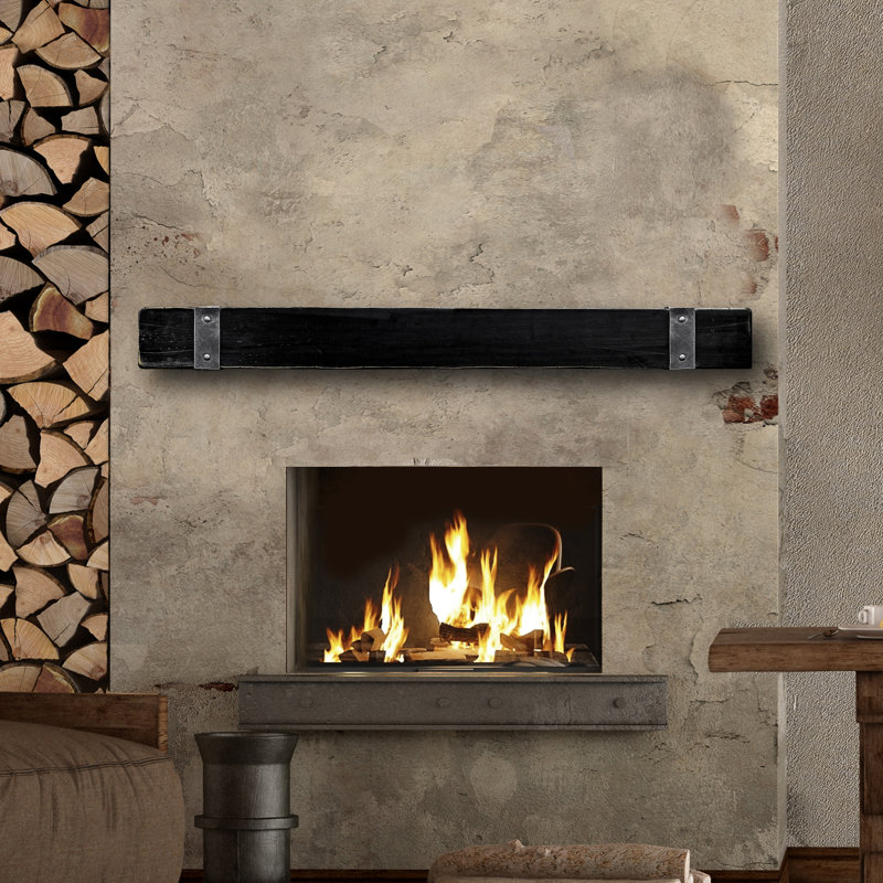 Manteau de cheminée Canyon, 60", Noir satiné