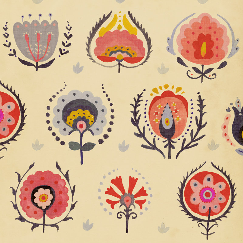 «Textile Flowers II» par Victoria Borges - peinture sur toile tendue, H 12 po x l 12 po