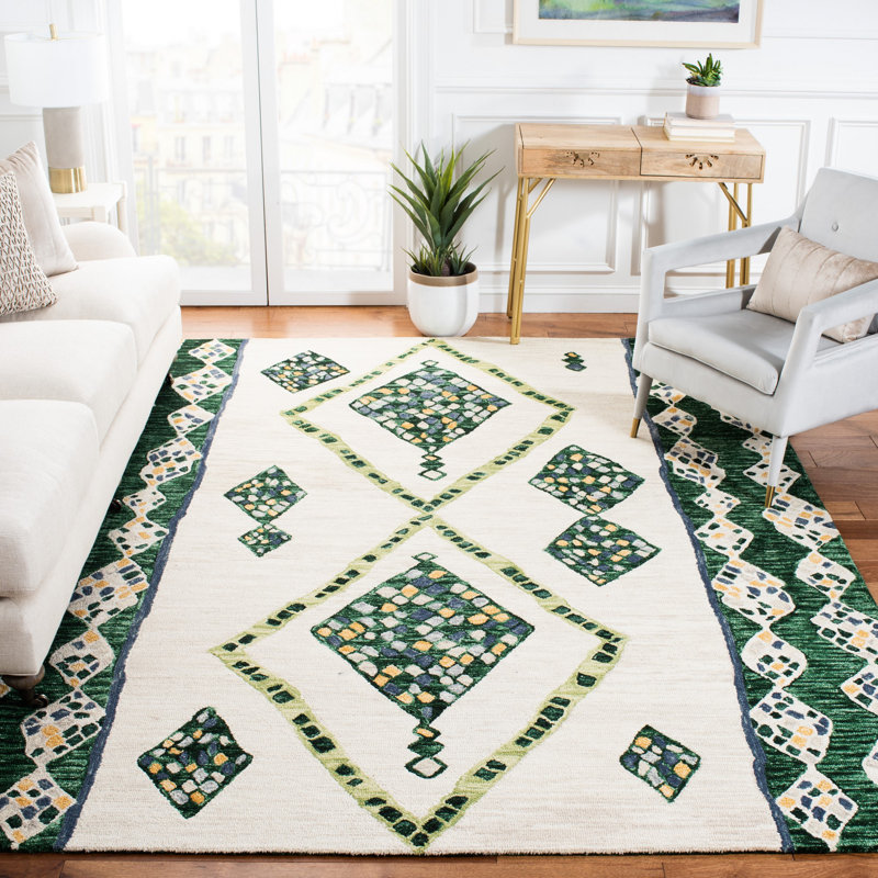 Hand Tufted Wool Southwestern Rug, Rectangle 5' x 8'