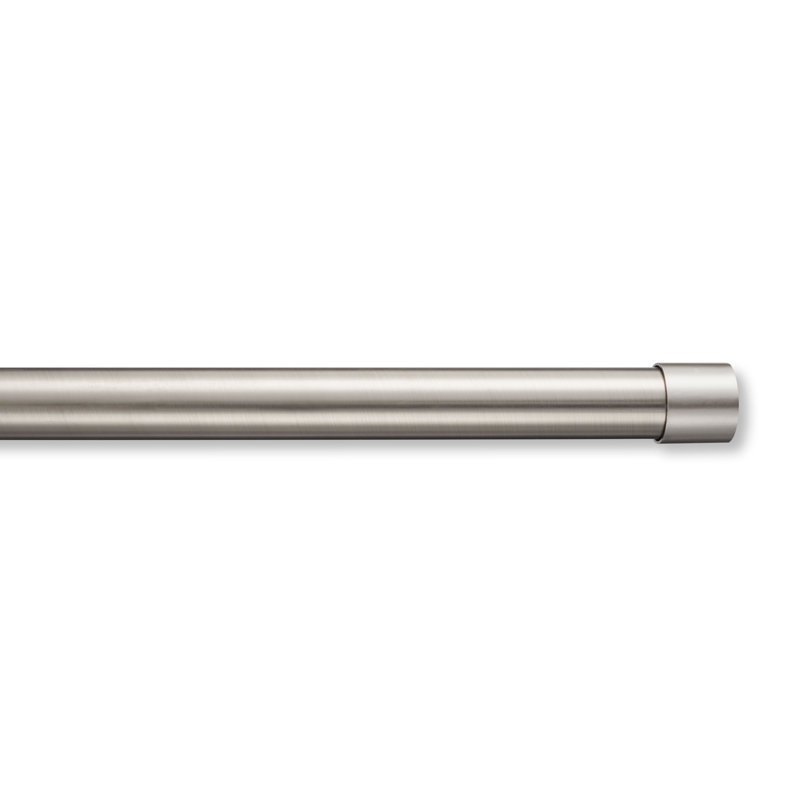 Nickel Adjustable Curtain Rod Set with Modern Endcap Finials