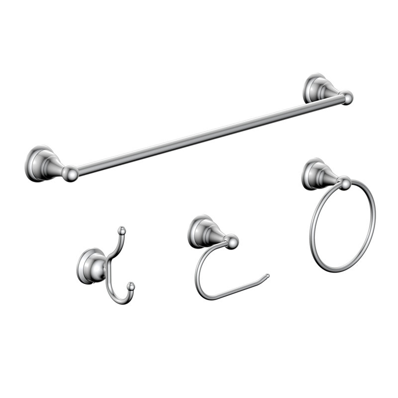 4 - Piece Bathroom Hardware Set, Polished Chrome