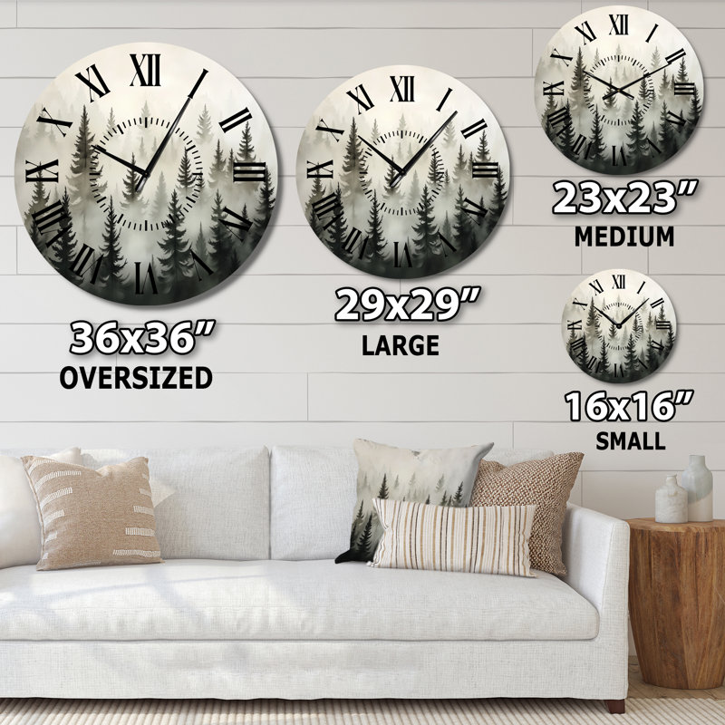 Goulart I - Horloge murale rustique ronde en métal, imprimée sur métal, Médium