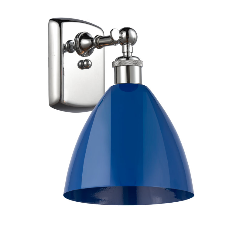 Steel Armed Sconce, Blue, Polished Chrome