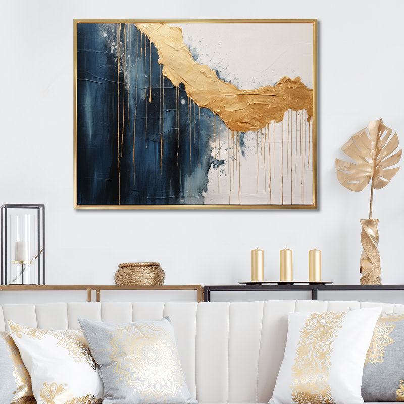 «Waves Of Joy Minimal Nova», art abstrait sur toile, Cadre photo argenté, H 30 po x l 40 po x P 1,5 po