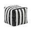 Pouf rayé noir et blanc, plancher antidérapant, capacité de 300 lb, 16 po x 16 po x 16 po, housse en tissu avec fermeture à glissière, repose-pieds moderne entièrement assemblé et fascinant à rayures, base, fermeture à glissière, sophistiqué